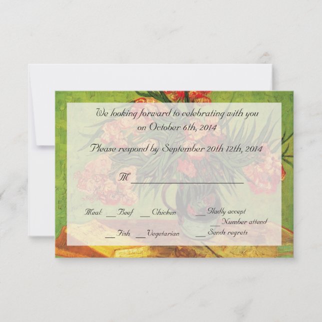 Invitación Vase de la vida muerta con naranjas y libros, Van  (Anverso)