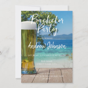 Invitación Vaso de cerveza ligera en la playa