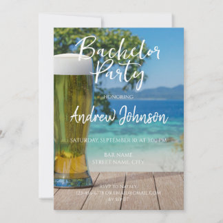 Invitación Vaso de cerveza ligera en la playa
