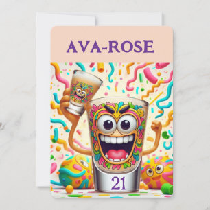 Invitación Vaso de chupito para Fiesta Rave – Diversión vibra