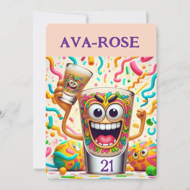 Invitación Vaso de chupito para Fiesta Rave – Diversión vibra (Anverso)