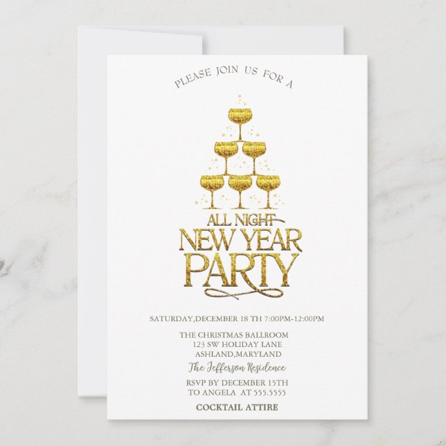 Invitación Vaso de cóctel estrellas empresa de Navidad (Anverso)