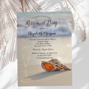 Invitación Vaso de vino de arena de playa Jubilación