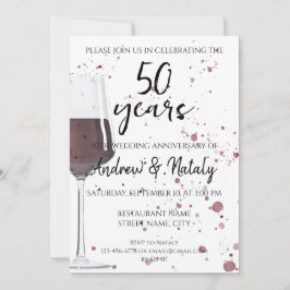 Invitación Vaso de vino tinto acuarela sobre blanco
