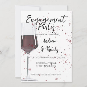 Invitación Vaso de vino tinto acuarela sobre blanco