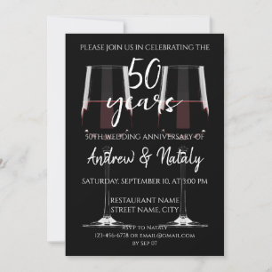 Invitación Vaso de vino tinto sobre negro
