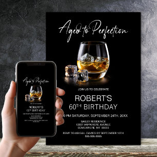 Invitación Vaso de Whiskey Envejecido a la Perfección Cumplea