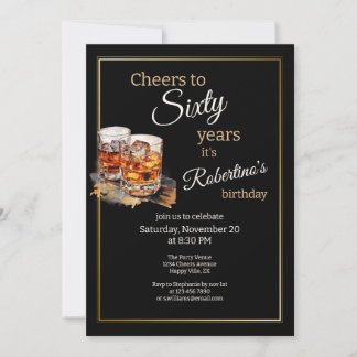 Invitación Vaso de Whisky Doble Clásico para Hombres cumpleañ