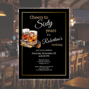 Invitación Vaso de Whisky Doble Clásico para Hombres cumpleañ