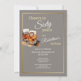 Invitación Vaso de whisky doble clásico para hombres cumpleañ