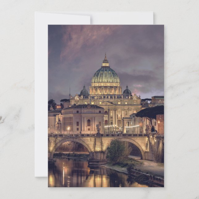 Invitación Vatican night sky destination wedding Rome Italy (Anverso)