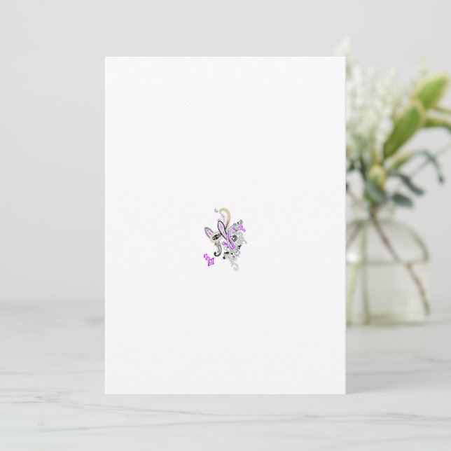 Invitación Vector de tatuaje de hadas de mariposa - Arte flor (Anverso de pie)