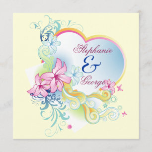 Invitación Vector Flores Y Corazón Guardar Fecha De Boda