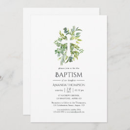Invitación Vegetación acuarela bautismo o cristianismo
