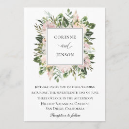Invitación Vegetación acuarela Boda de flores turbias