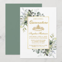 Vegetación acuarela Dorada Sage Quinceanera verde