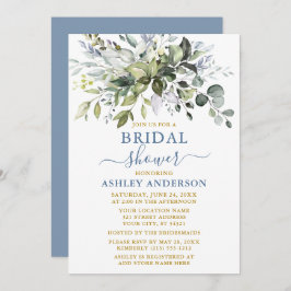 Invitación Vegetación acuarela Ducha de novia Dorado Azul agi