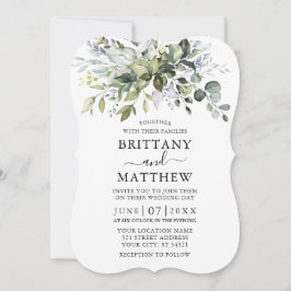 Invitación Vegetación acuarela Dusty Blue Bracket