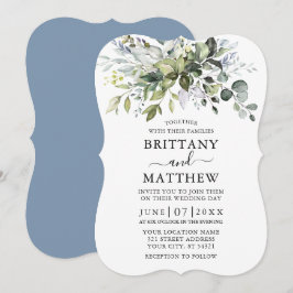 Invitación Vegetación acuarela Dusty Blue Bracket