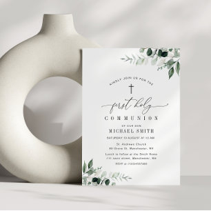 Invitación vegetación acuarela primera comunión santa