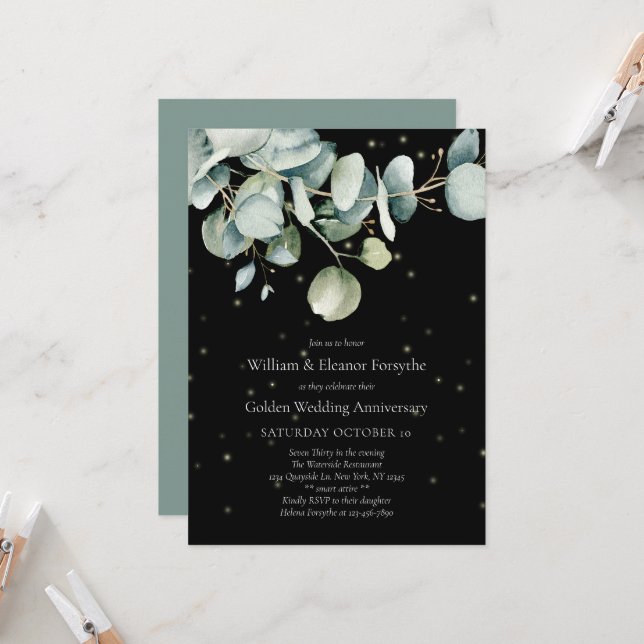 Invitación Vegetación acuática 50 aniversario Boda (Anverso/Reverso In Situ)