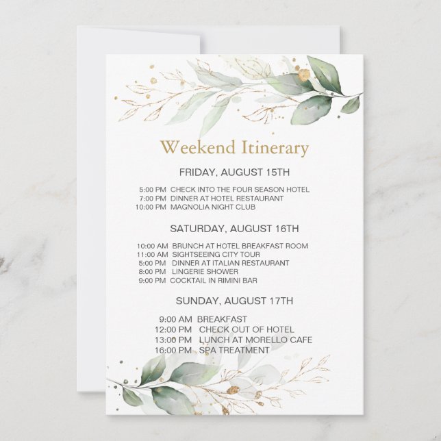 Invitación Vegetación acuática Bachelorette Fin de Semana Iti (Anverso)