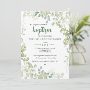 Invitación Vegetación acuática Baptismo Bebé