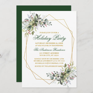 Invitación Vegetación acuática Berries Holiday Green Gold