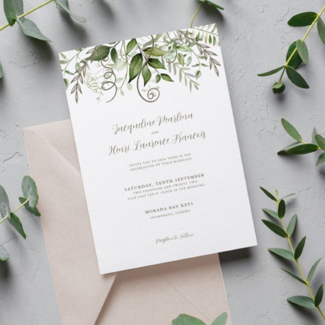 Invitación Vegetación acuática Boda de hojas tropicales (Subido por el creador)