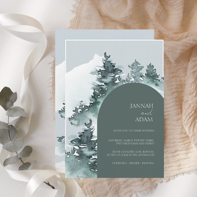 Invitación Vegetación acuática Boda de pinos forestales (Subido por el creador)