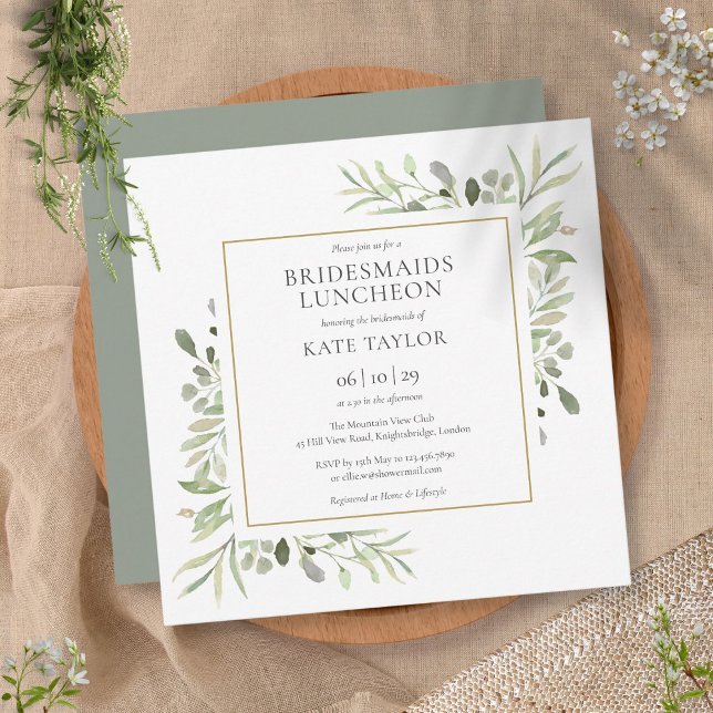 Invitación Vegetación acuática Bridesmaids Plaza del almuerzo (Subido por el creador)