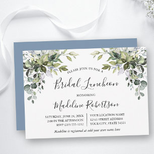 Invitación Vegetación acuática caligrafía Blue Bridal Lunch