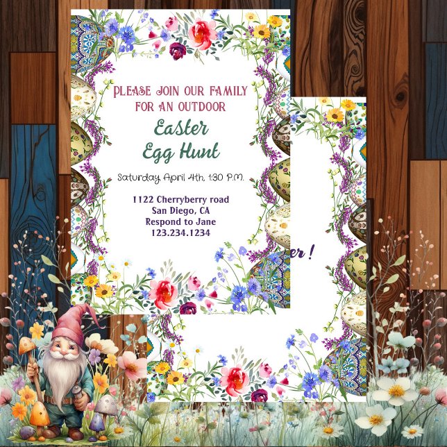 Invitación Vegetación acuática deja caza de huevos de pascua  (Watercolor Greenery Leaves Floral Easter Egg Hunt Invitation)