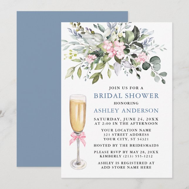 Invitación Vegetación acuática Ducha de novia Azul turbio ros (Anverso / Reverso)