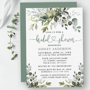 Invitación Vegetación acuática Ducha de novia Sage Corazón Ve
