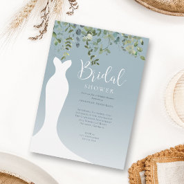 Invitación Vegetación acuática Dusty Blue Bridal Shower