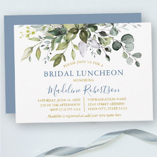 Invitación Vegetación acuática Dusty Blue Gold Bridal Lunch
