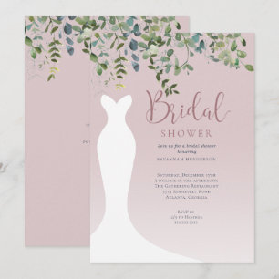 Invitación Vegetación acuática Dusty Pink Bridal Shower
