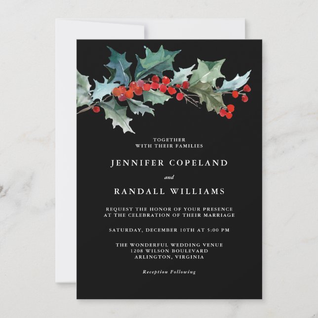 Invitación Vegetación acuática Elegante Boda (Anverso)