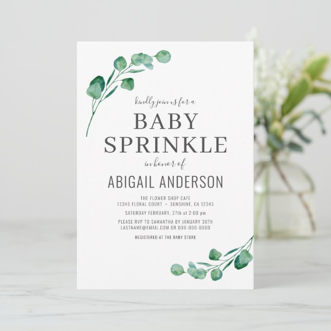 Invitación Vegetación acuática Eucalyptus Baby Sprinkle (Anverso de pie)