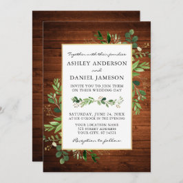 Invitación Vegetación acuática Eucalyptus Boda de la madera