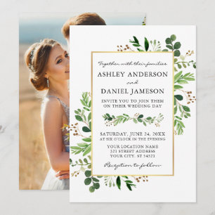 Invitación Vegetación acuática Eucalyptus Foto Boda de oro