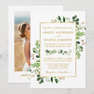 Invitación Vegetación acuática Eucalyptus Foto Boda de oro