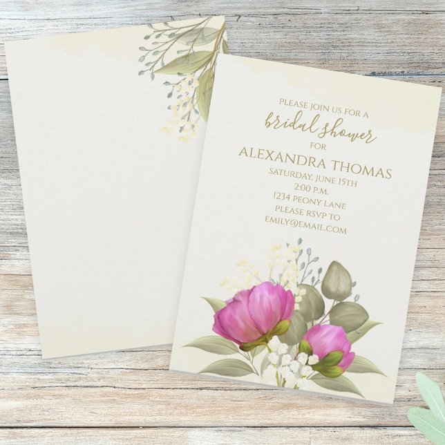 Invitación Vegetación acuática Floral Peony Bridal Shower (Subido por el creador)