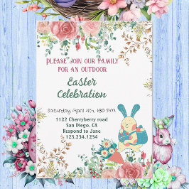 Invitación Vegetación acuática Floral Semana Santa Bunny Huev
