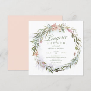 Invitación Vegetación acuática Floral Wreath Lingerie Shower