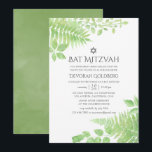 Invitación Vegetación acuática Foliage Bat Mitzvah<br><div class="desc">Invitaciones de mitzvah de murciélago verde y blanco a la moda con helechos,  ramas y hojas diseñadas para ser rápida y fácilmente adaptadas a las especificaciones de tu evento.</div>