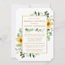 Invitación Vegetación acuática girasoles dorada ducha de novi