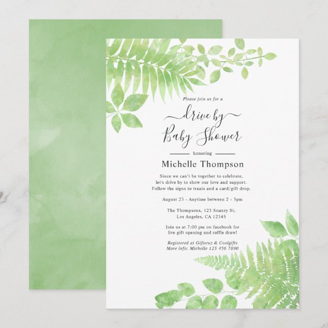 Invitación Vegetación acuática por novia o Baby Shower (Anverso / Reverso)