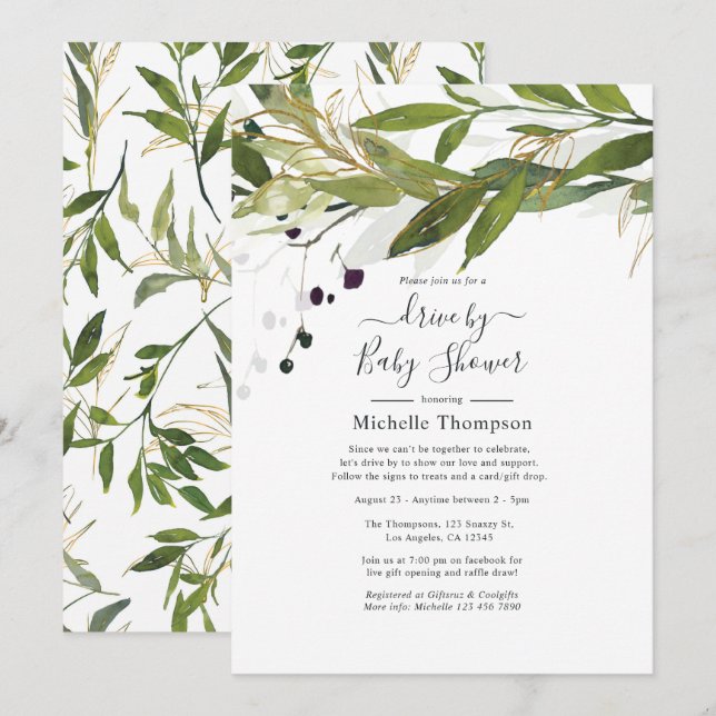 Invitación Vegetación acuática por novia o Baby Shower (Anverso / Reverso)